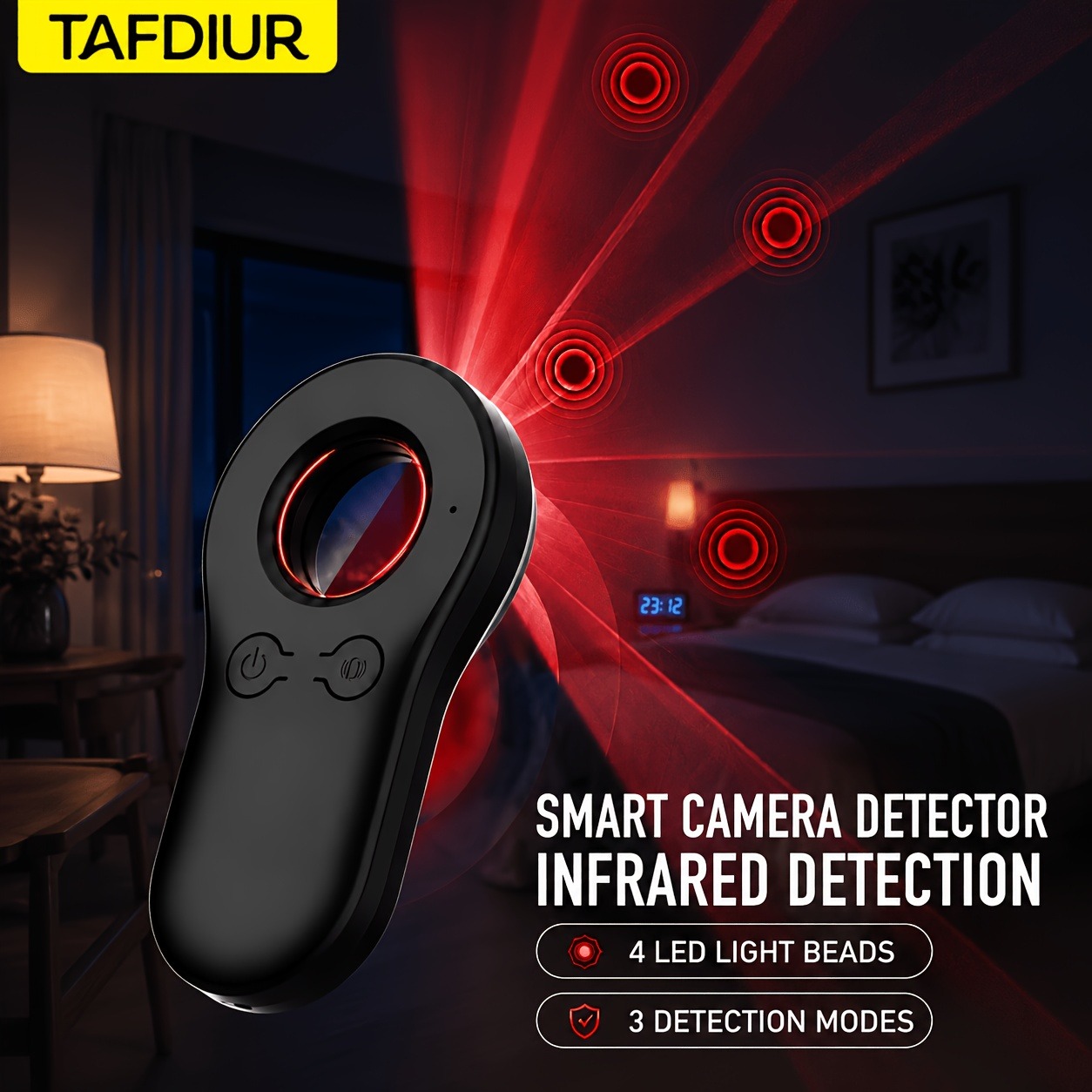 Home Security Front Door Camera - Tafdiur, rilevatore di telecamere nascoste multifunzionale,