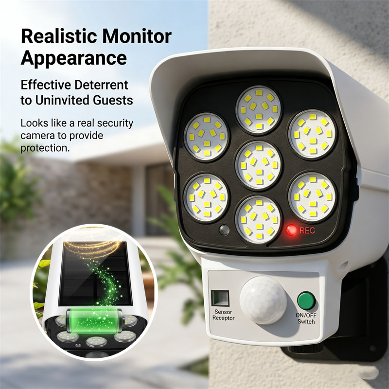 Home Security Flood Lights - Telecamera di Sicurezza Finta a Energia