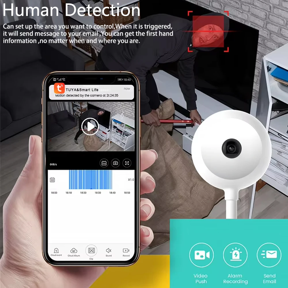 Mini Telecamera WiFi USB Tuya  - Home Security Flood Lights recensione e prezzo